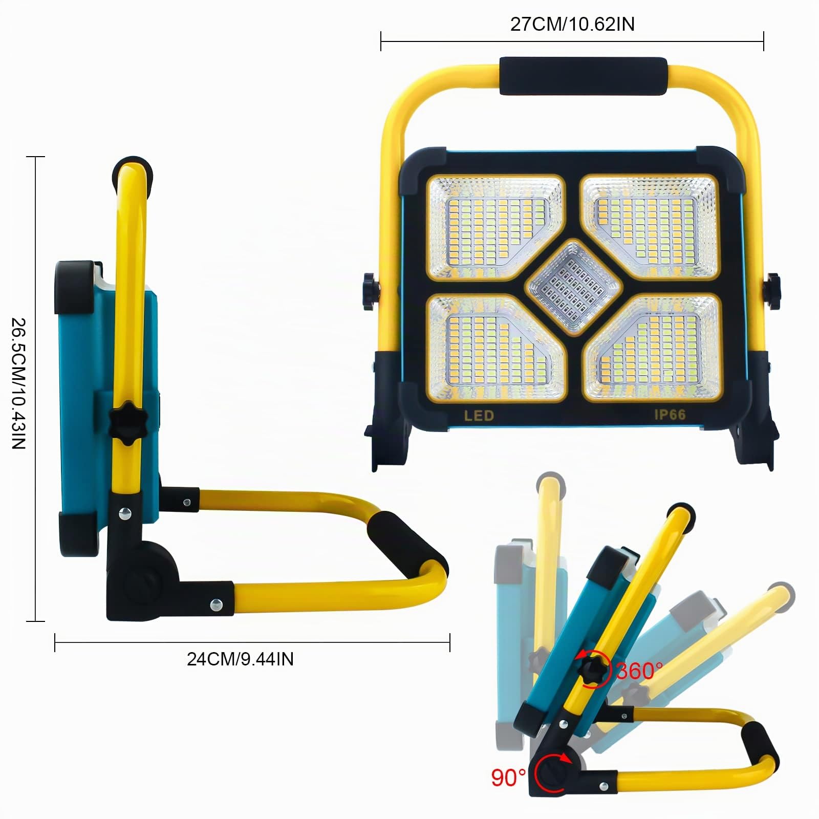 Faro LED Ricaricabile,Faretto da Cantiere a Batteria Ricaricabile,Batteria Integrata da 10500 mAh, 4 Modalità di Illuminazione,Ideale per l'illuminazione di Emergenza, La Manutenzione