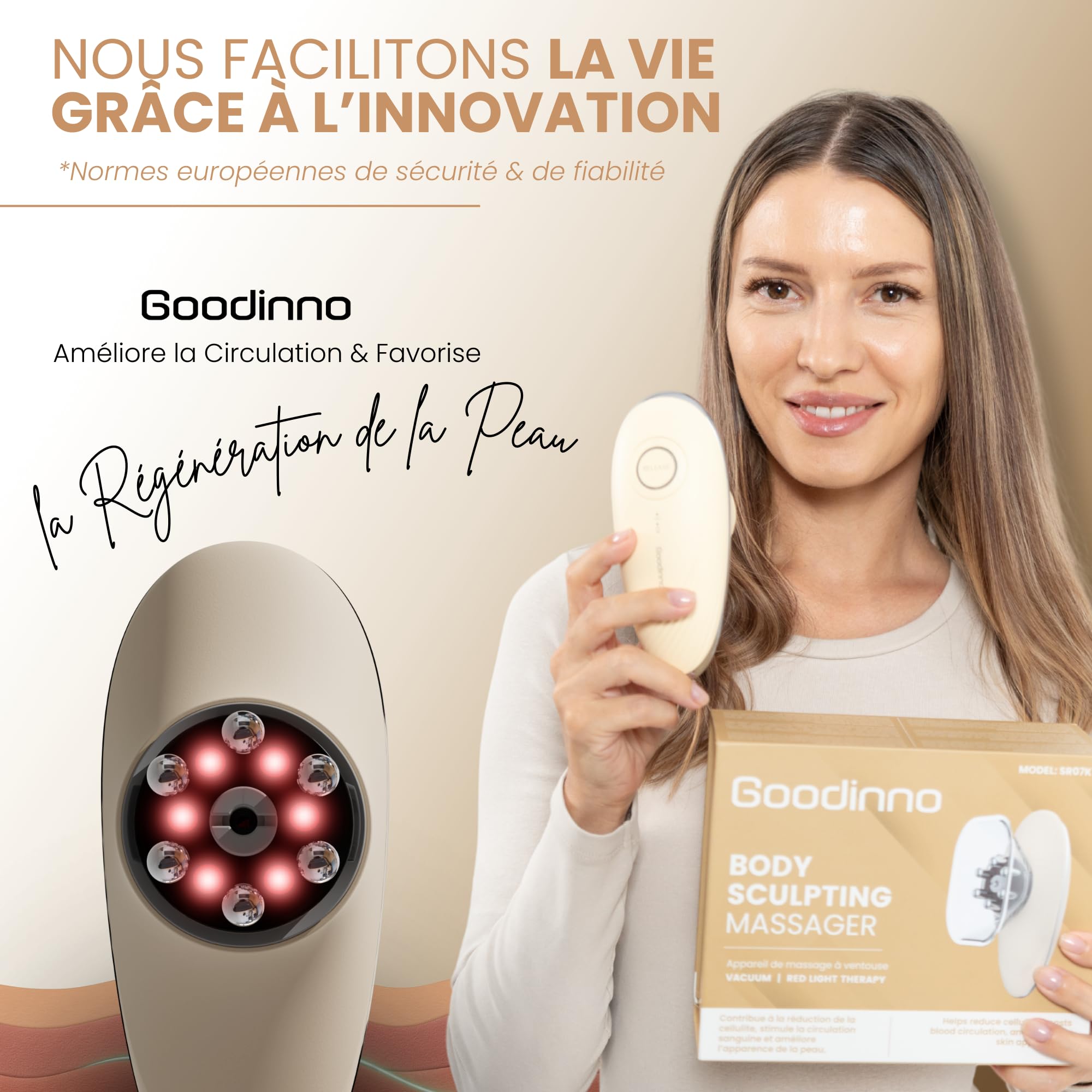Appareil de Massage Anti Cellulite à Ventouse Électrique – Palper Rouler Automatique, 6 Niveaux d’Intensité - Stimule la Circulation Sanguine et le Drainage Lymphatique