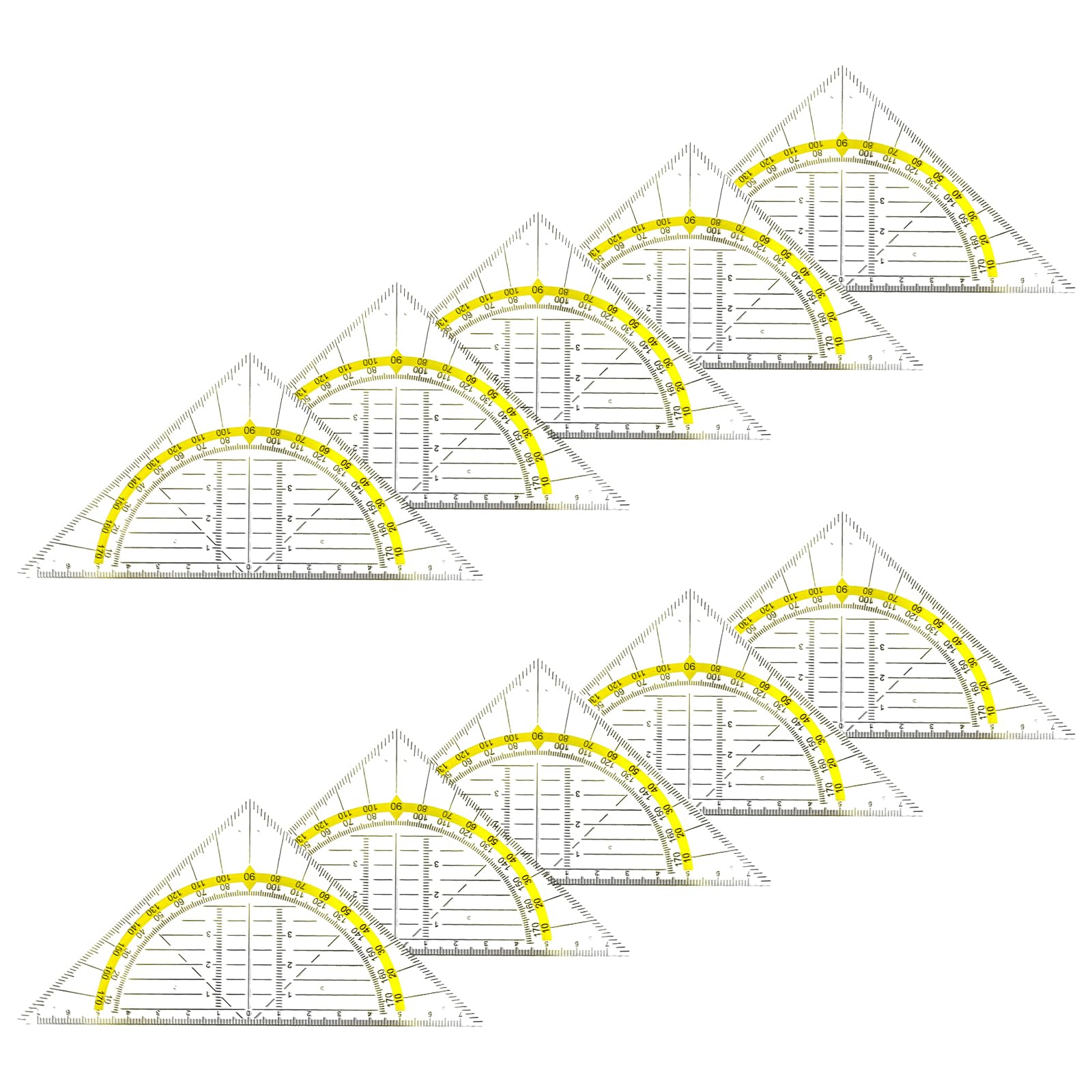 10Pcs Set Square Ruler Buil in 180 Degrees Math Protractors Multifunction Geometry Drawing Tool for Engineering Drafting Protractor with Measurement Scales