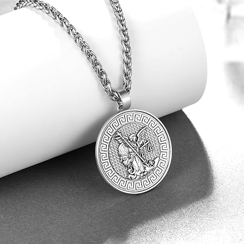 Miniatura 4 de Collar de San Miguel para hombre, plata de ley 925, colgante de San Miguel con amuleto de medalla de protección religiosa, regalos para hombres,