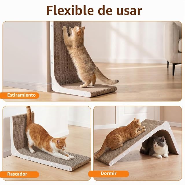 Foto 2 de 8 de Gimars Rascador de Cartón para Gatos en Forma de L de 58cm