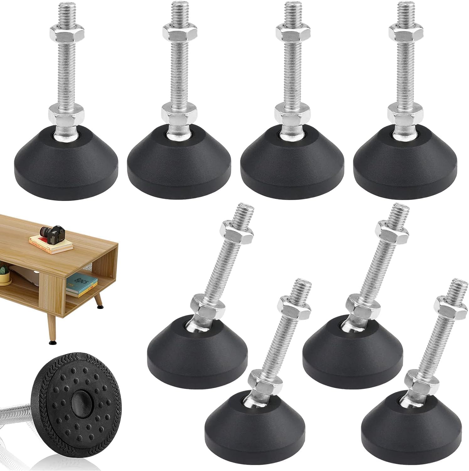 Pieds Réglables PARFCO M8×80 Mm - 8 Pieds Nivellement Acier Inox Pour Meubles, Équipements, Fitness