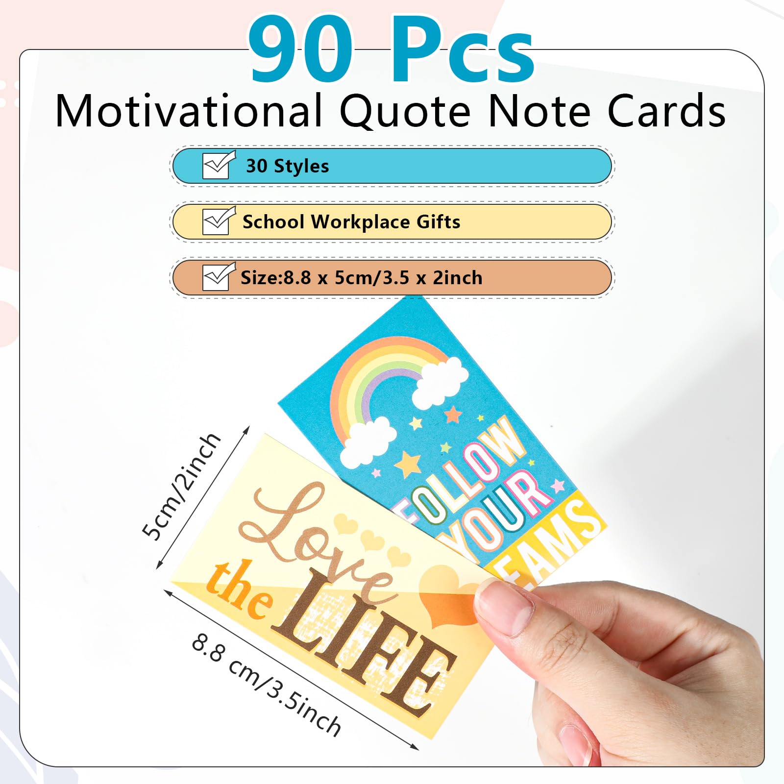 JSRQT 90 Pcs Positive Affirmation Cards for women Inspirational Lovely Motivational Quotes Note Perfect Encouragement Greeting Business Teacher Student Appreciation Leaving Gifts 30 Styles Simple - Image 3