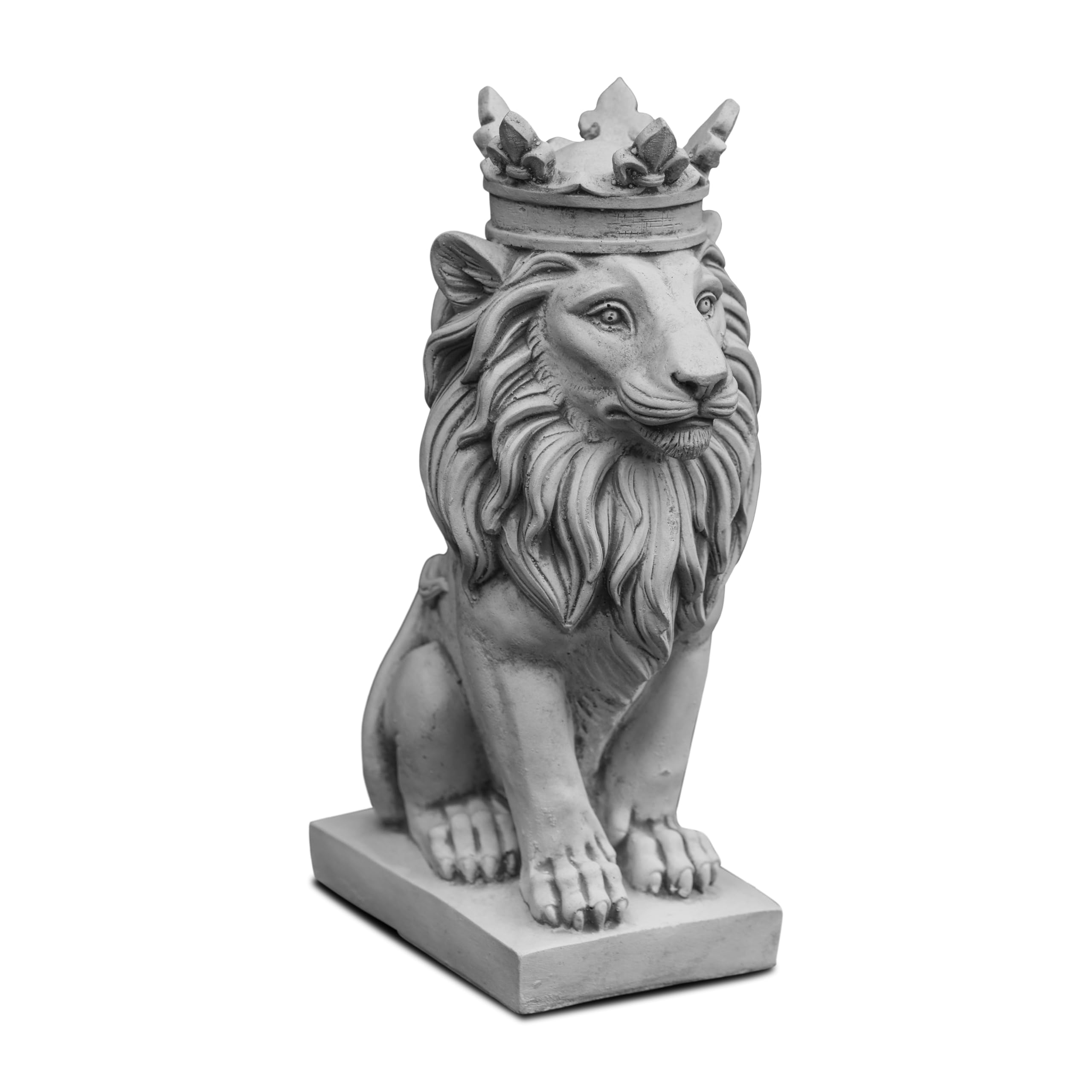 gartendekoparadies.de Figurine décorative de lion avec couronne, en pierre, 36 cm de hauteur, 9 kg, résistante au gel (gris)