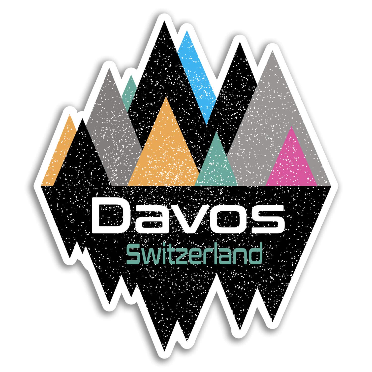 2 x 10cm Davos Switzerland Vinyl Stickers - Skiing Sticker Laptop Luggage #18991 (10cm Wide)