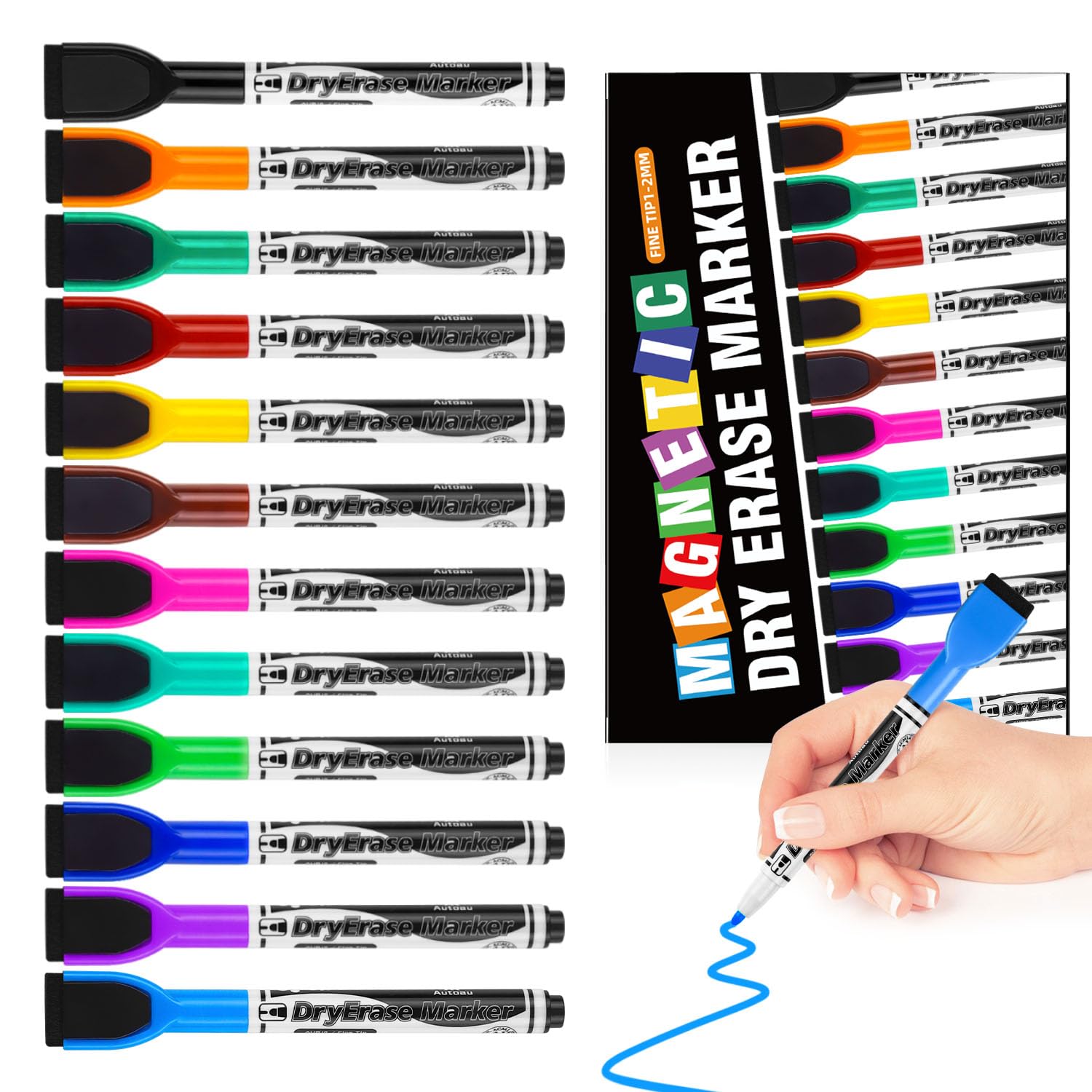 9 Pennarelli Cancellabili Per Lavagna Bianca DERAYEE - Con Magnete E Gomma Integrata - Foto 12