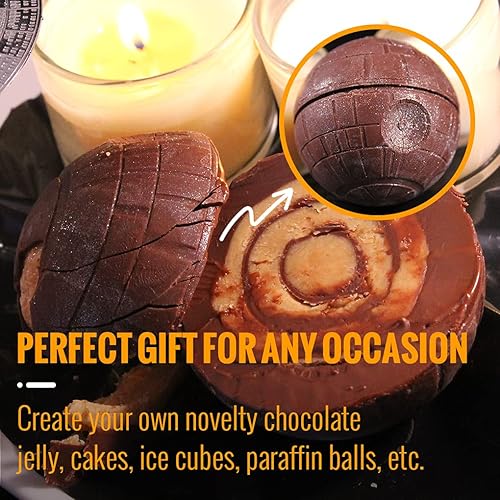 Miniatura 6 de Molde de bola de hielo para whisky, estrella de la muerte, gran regalo de Star Wars para hombres (4 paquetes+1 abridor de botellas + bandeja)