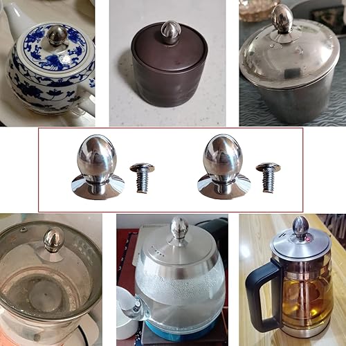 Miniatura 5 de Paquete de 2 pomos de repuesto para teteras de vidrio, para estufa, tetera y tetera, para tapa de taza de té, botón en forma de oliva, tapa