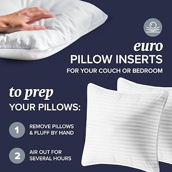 Beckham Hotel Collection Queen Size Bed Pillows & Euro Size Throw Pillows - Sets of 2