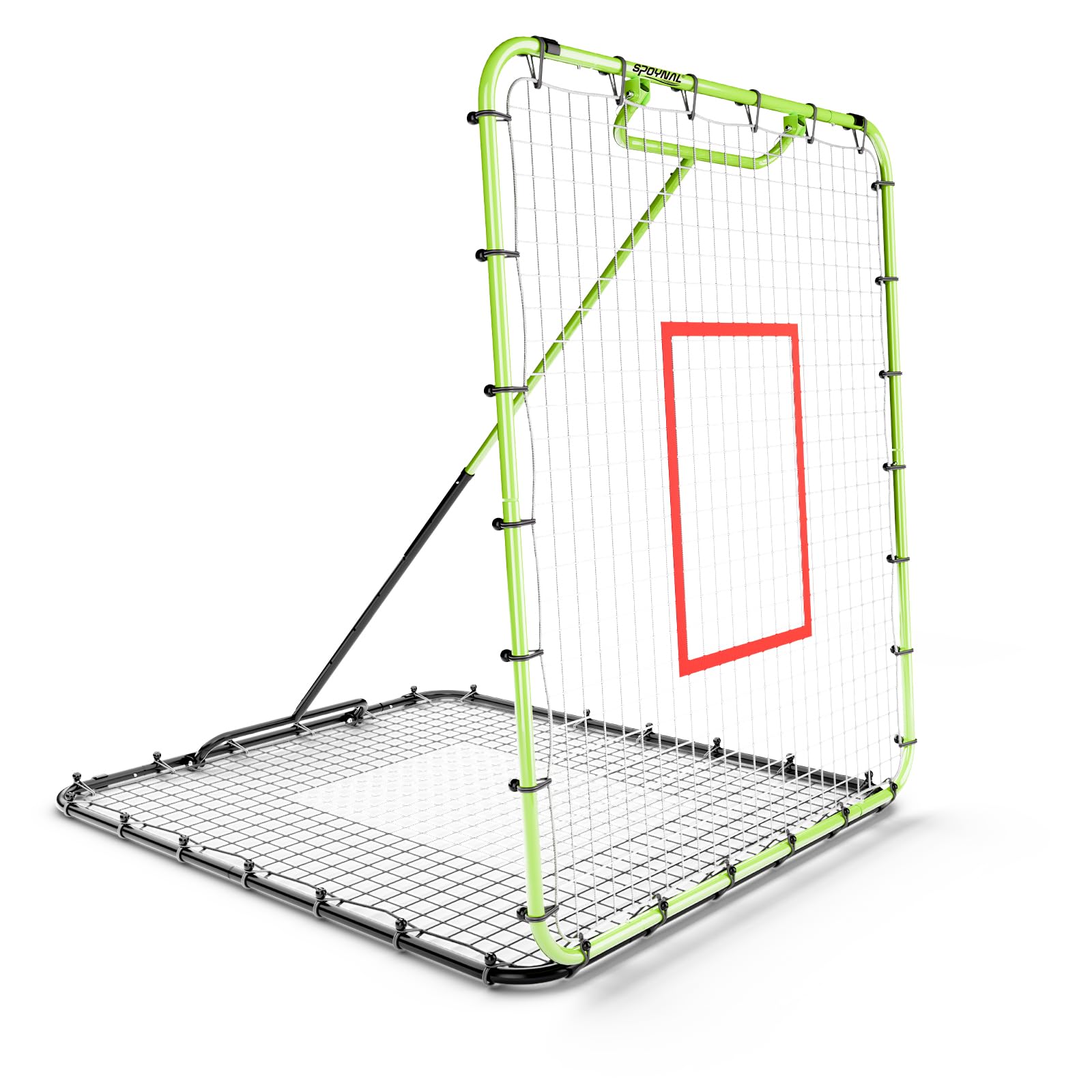 SPOYNAL Baseball-Rebounder-Netz, 137 x 121 cm, verstellbares Baseball-Trainingsnetz mit 6 Winkeln, wendbares Rückprallnetz für Pitching, Werfen und Feldern, Baseball- und Softball-Trainingsgeräte