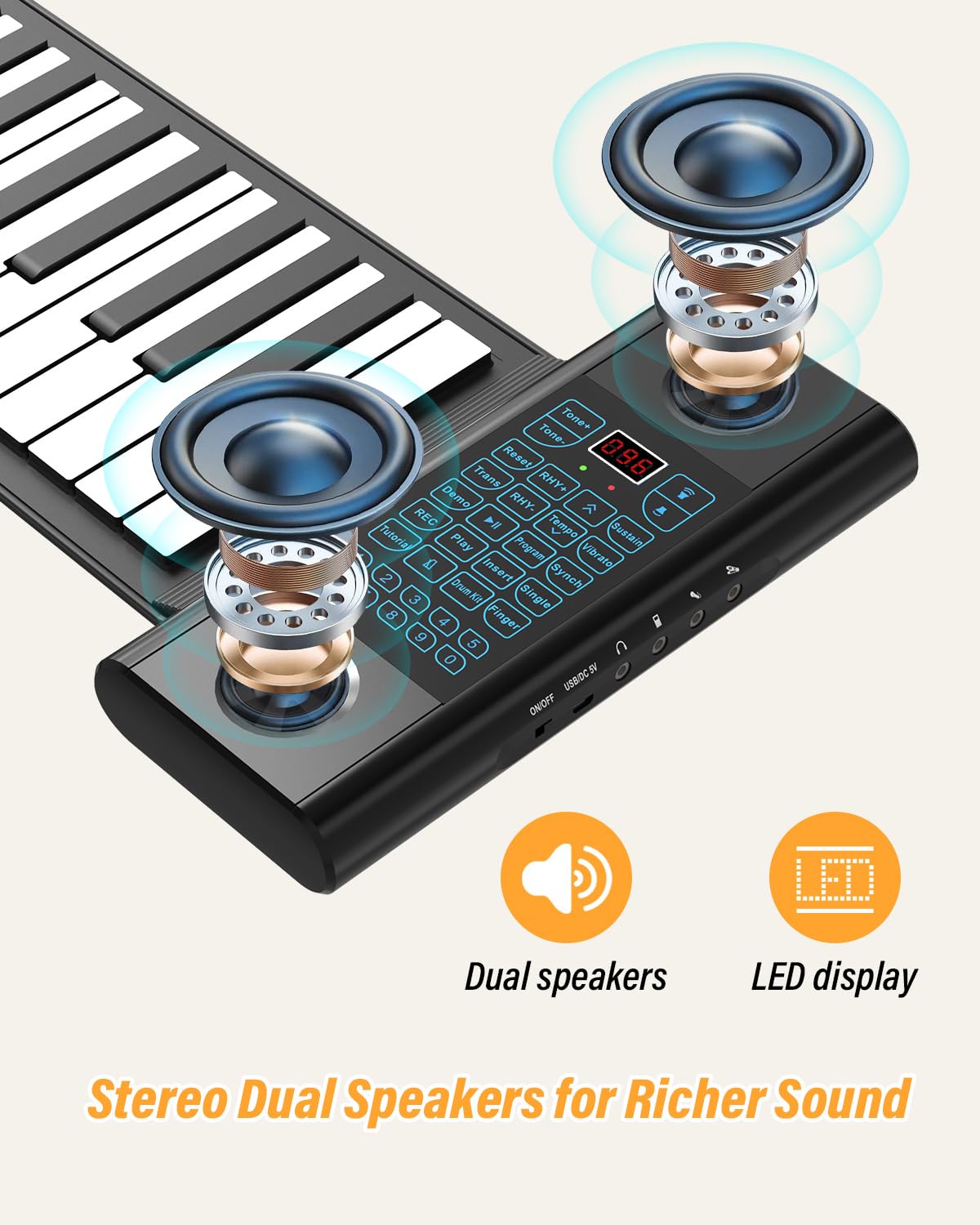 Amazon.com: KONIX 61 Keys Roll Up Piano, Upgraded Hand Roll