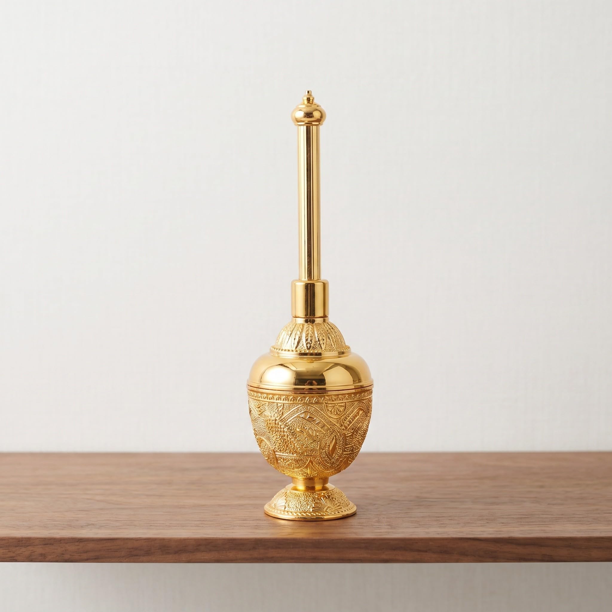 Zerodeko Parfümflasche mit Langlebigem Design Elegante Goldene aus Glas und Zinklegierung Tragbar für Wohnkultur und Religiöse Geschenksammlung