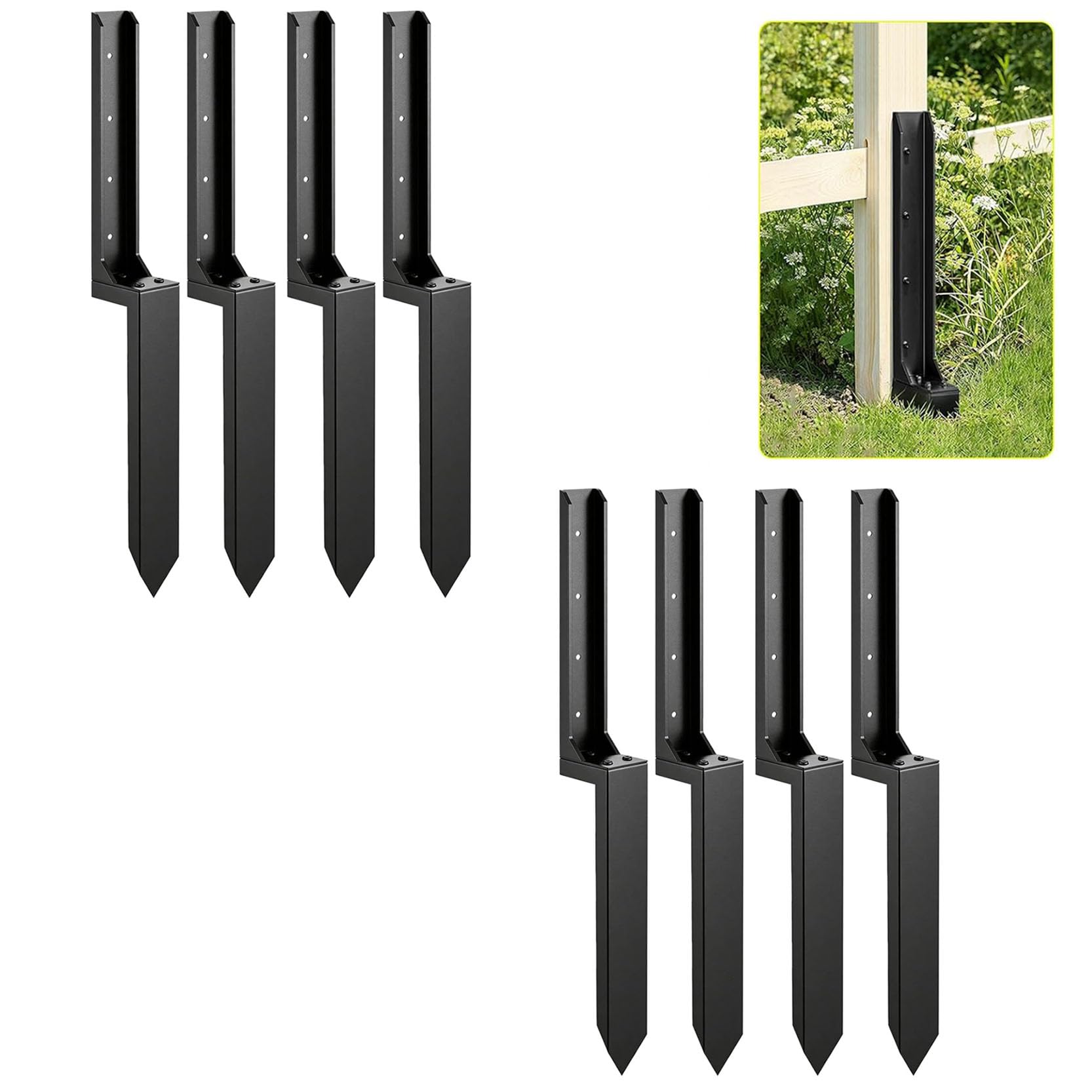 LQSYBHD Fence Post Repair Stakes Heavy Duty Fence Post Anchor Post Spikes Ground Spike for Fencing Fence Repair Spike for Repairing Tilted Broken Wooden Fence(Size:8pcs)