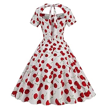 チェリー柄 フリル袖 ワンピース★かわいい おしゃれ キュート★ Amazon.co.jp: [Yindaity] レトロワンピース レディース