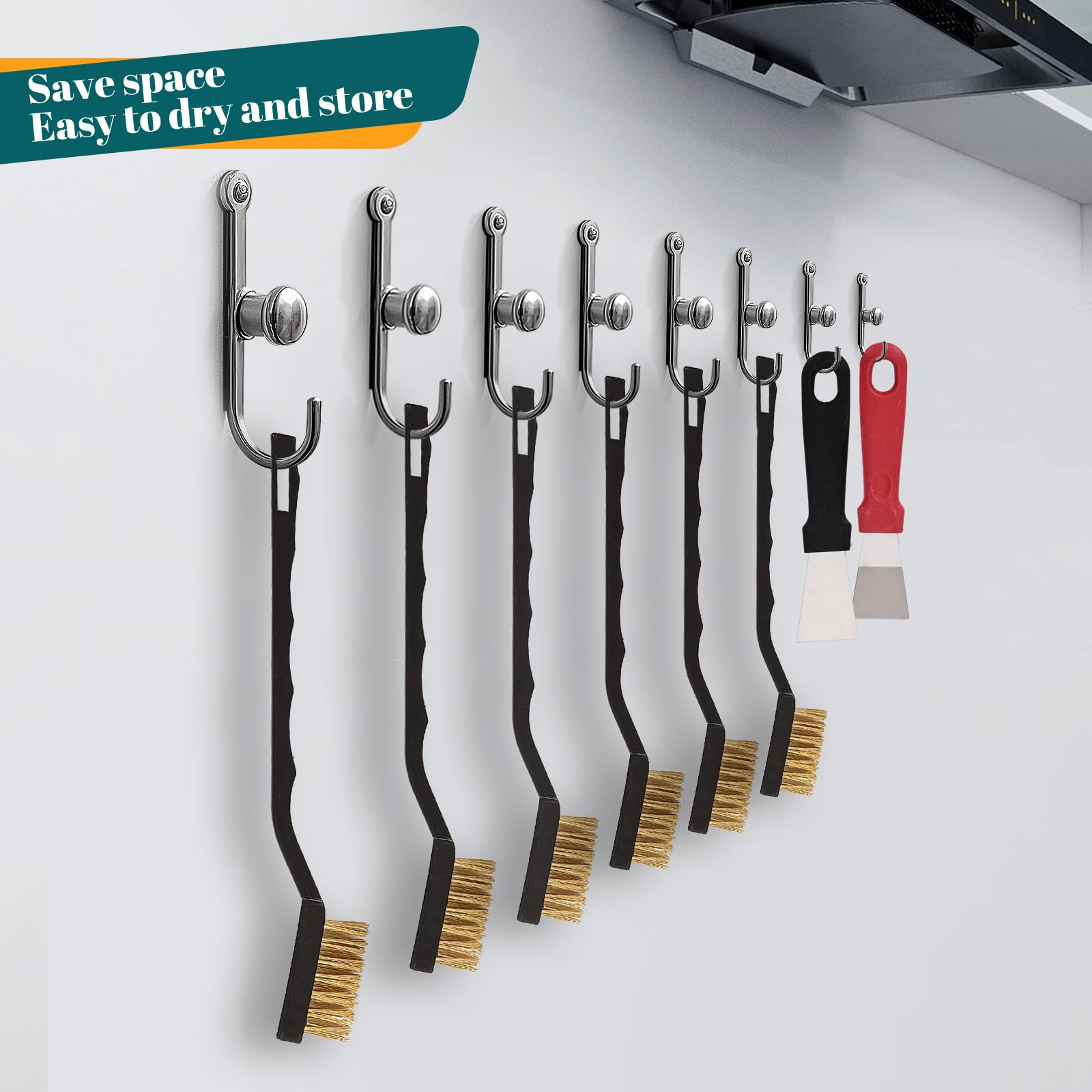 Mini Brass Brush Set - 12 Pcs with Curved Handles -4