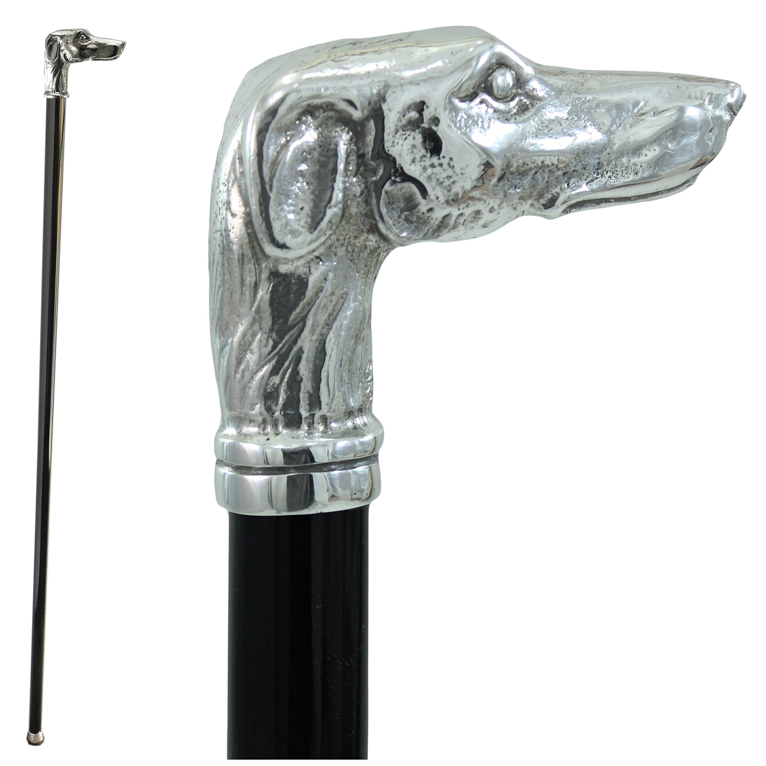 Cavagnini - Bastón de Paseo para Perro, de Madera Maciza de estaño, Color Plateado, Elegante, Vintage, Ideal para la Libertad de un Hombre