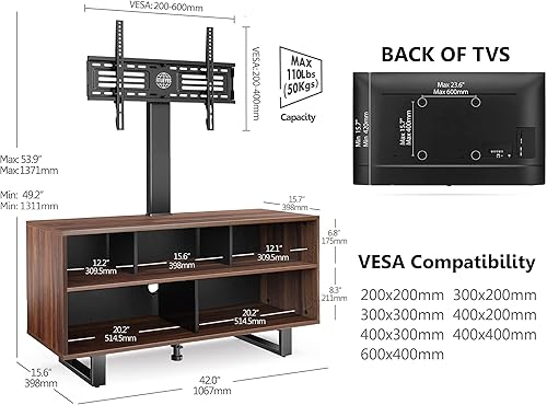 Miniatura 3 de FITUEYES Soporte de TV con soporte para televisores de 32 a 70 pulgadas, centro de entretenimiento con consola de madera con capacidad para hasta