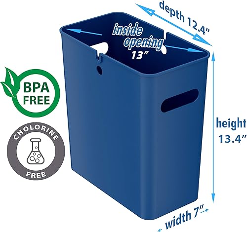 Miniatura 6 de iTouchless SlimGiant - Organizador delgado de almacenamiento de 4.2 galones con asas, cesta de plástico de 16 litros para revistas, carpetas de