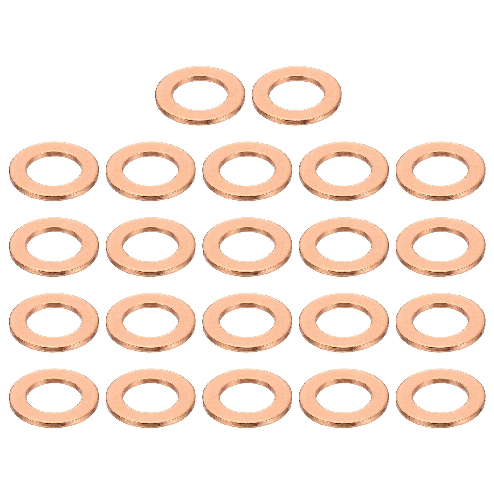 sourcing map 22 Pcs Flat Copper Washers, 12x20x1.5mm Copper Upgraded Flat Metric Sealing Crush Ring Washers for Hydraulic Fittings Screw Bolt Nut Electronic Repair