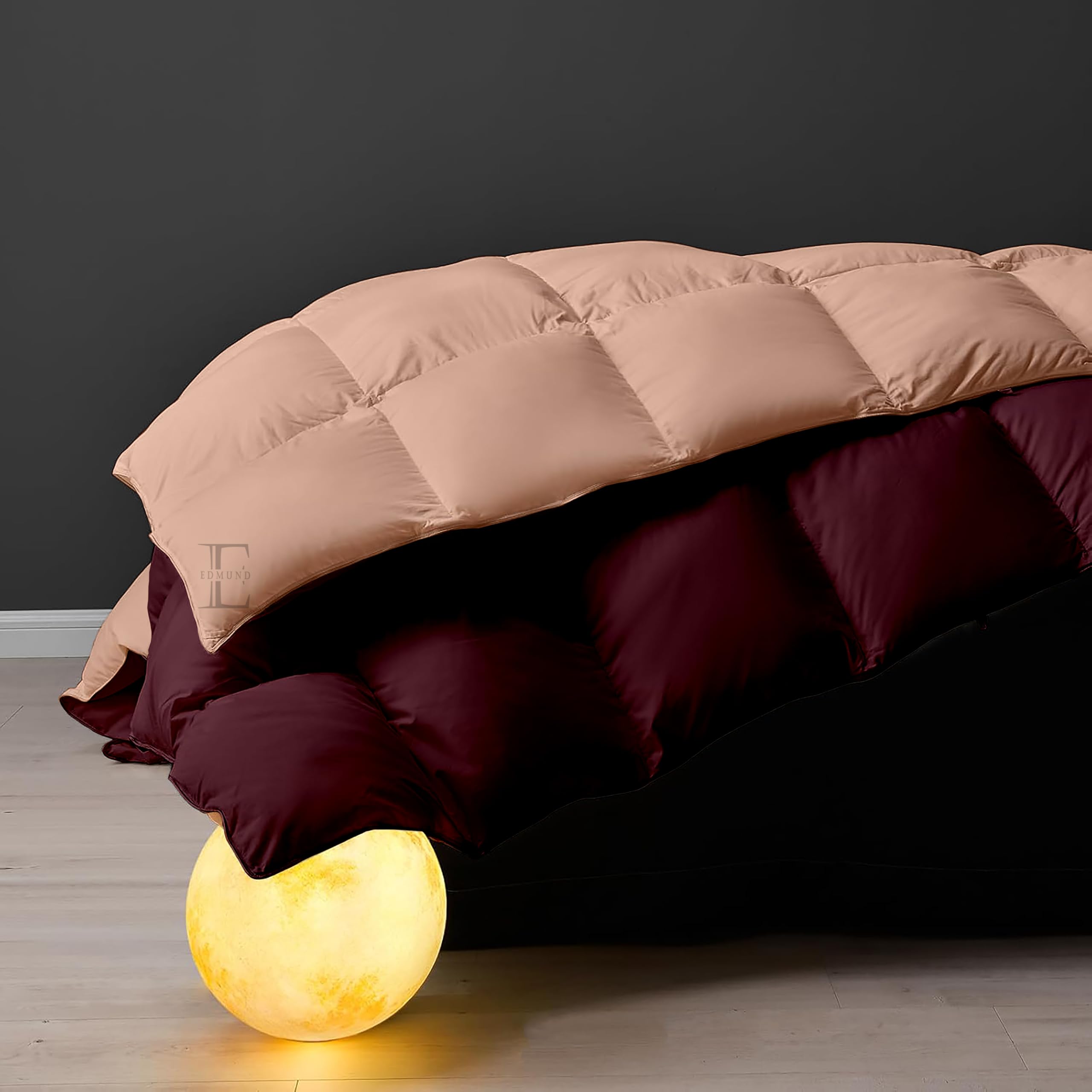 EDMUND - Winter Blanket 400 GSM Microfiber Duvet Reversible Comforter for King Size Bed Comforter (92" x 106") Inches - 400 GSM Comforter | Peach & Wine 1