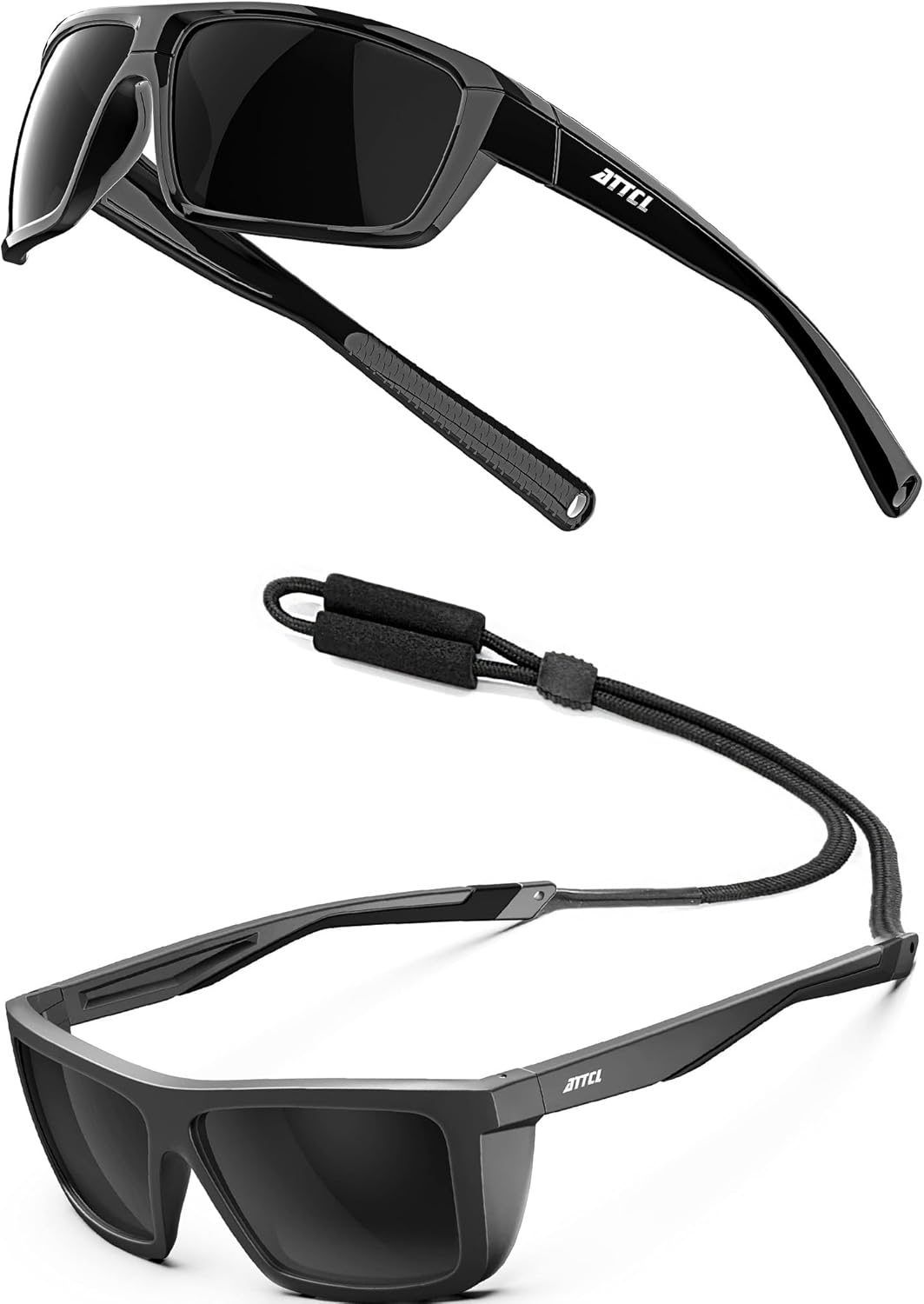 ATTCL Bundles Sports Polarized Sunglasses For Men Women Cycling Driving Fishing: (5001-black)+(1124-black)