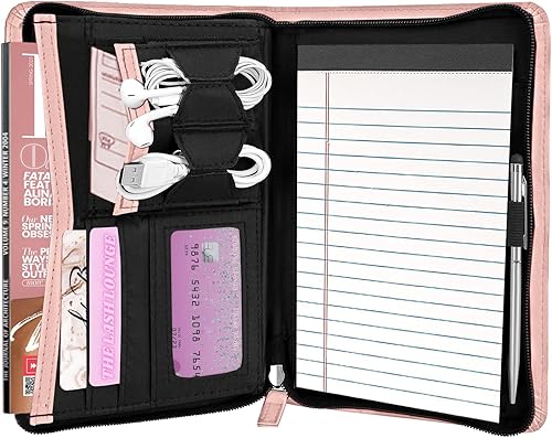 Miniatura 2 de Junior Padfolio - Cartera con bloc de escritura de 5 x 8 pulgadas, organizador de carpetas de negocios A5, estuche combinado multifunción para