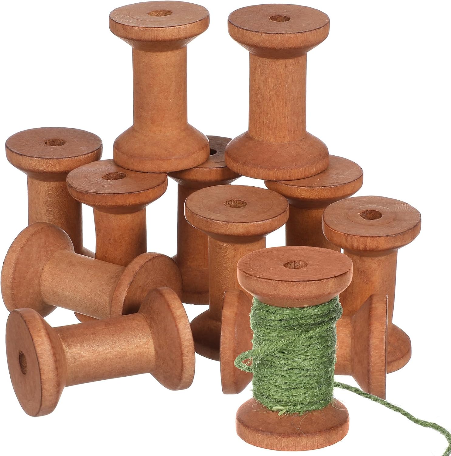 jojofuny Wooden Empty Thread Spools 1.96X1.37 Inch 20-Pack Rustic Yarn Bobbins for Sewing Craft Organization with Smooth Sanded Surface for Easy Thread Management