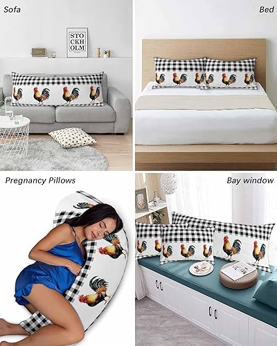 Miniatura 4 de Funda de almohada de cuerpo de gallo negro, fundas de almohada suaves para cama, fundas decorativas de lujo para sofá sofá largo lumbar con cierre