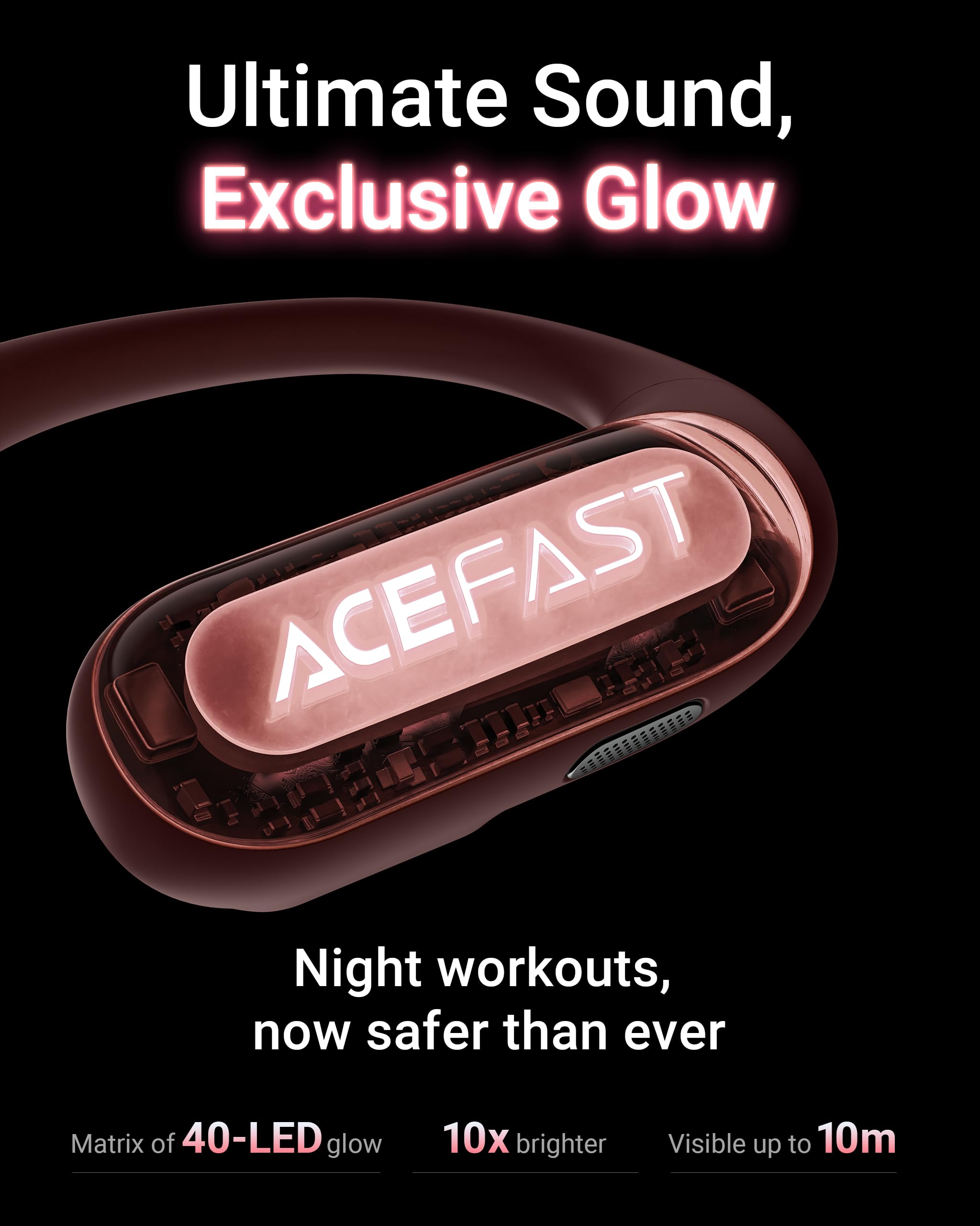 AceFit Pro Open-Ear Headphones Night Safety Mode 4K Sound - Dettaglio