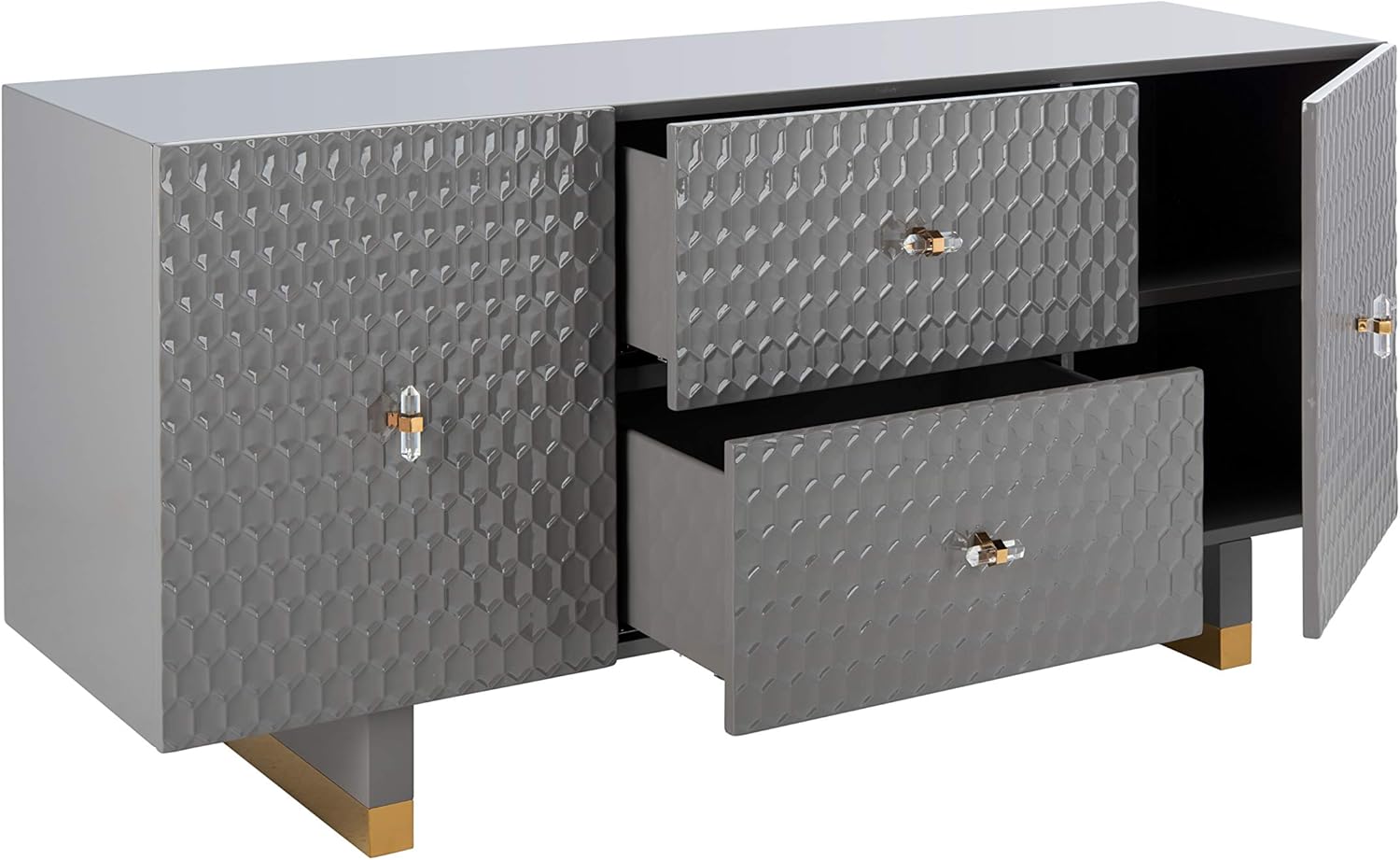 Safavieh Couture Home Kingsly Contemporary Grey and Gold 3-door Sideboard