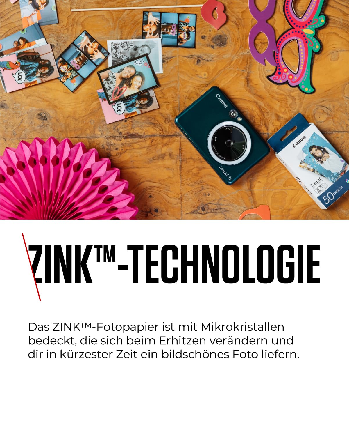Canon Zink™ Fotopapier – Selbstklebendes 5 x 7,6 cm (2x3") Fotopapier (50 Blatt) – Drucken Sie Handy-Fotos für personalisierte Aufkleber