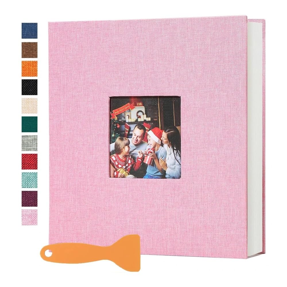 Großes Fotoalbum, selbstklebend, 20 Blatt/40 Seiten, DIY-Bücherregal, Album für Baby, Familie, Jahrestag, Hochzeit, Fotoaufbewahrung (Rosa)