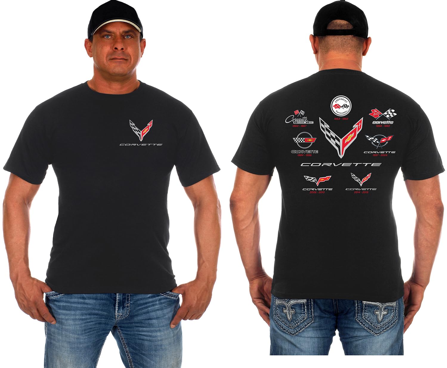 JH DESIGN GROUP Mens Corvette T-Shirt C8 C7 C6 C5 C4 C3 C2 C1 Collage Shirt, Charcoal, Medium