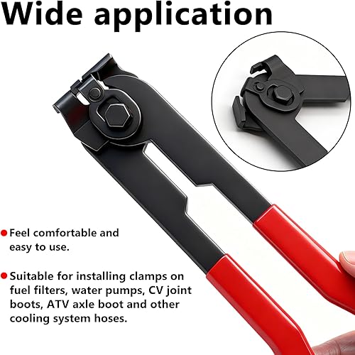 Miniatura 4 de Pinza de Abrazadera de Bota CV con 10 Piezas de Bandas de Engaste de Acero Inoxidable 304, 5 Piezas Pequeñas y 5 Piezas Grandes, Universales y