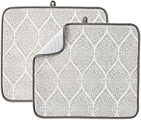Vista 23 de Paquete de 2 tapetes de secado de platos para encimera de cocina, absorbentes, tapetes escurridor de platos de microfibra, almohadilla de secado