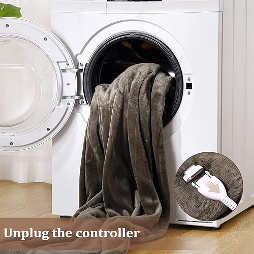 Miniatura 4 de FairOnly Manta térmica eléctrica manta eléctrica de franela de 2 lados con 5 niveles de calefacción y 4 horas de apagado automático manta térmica