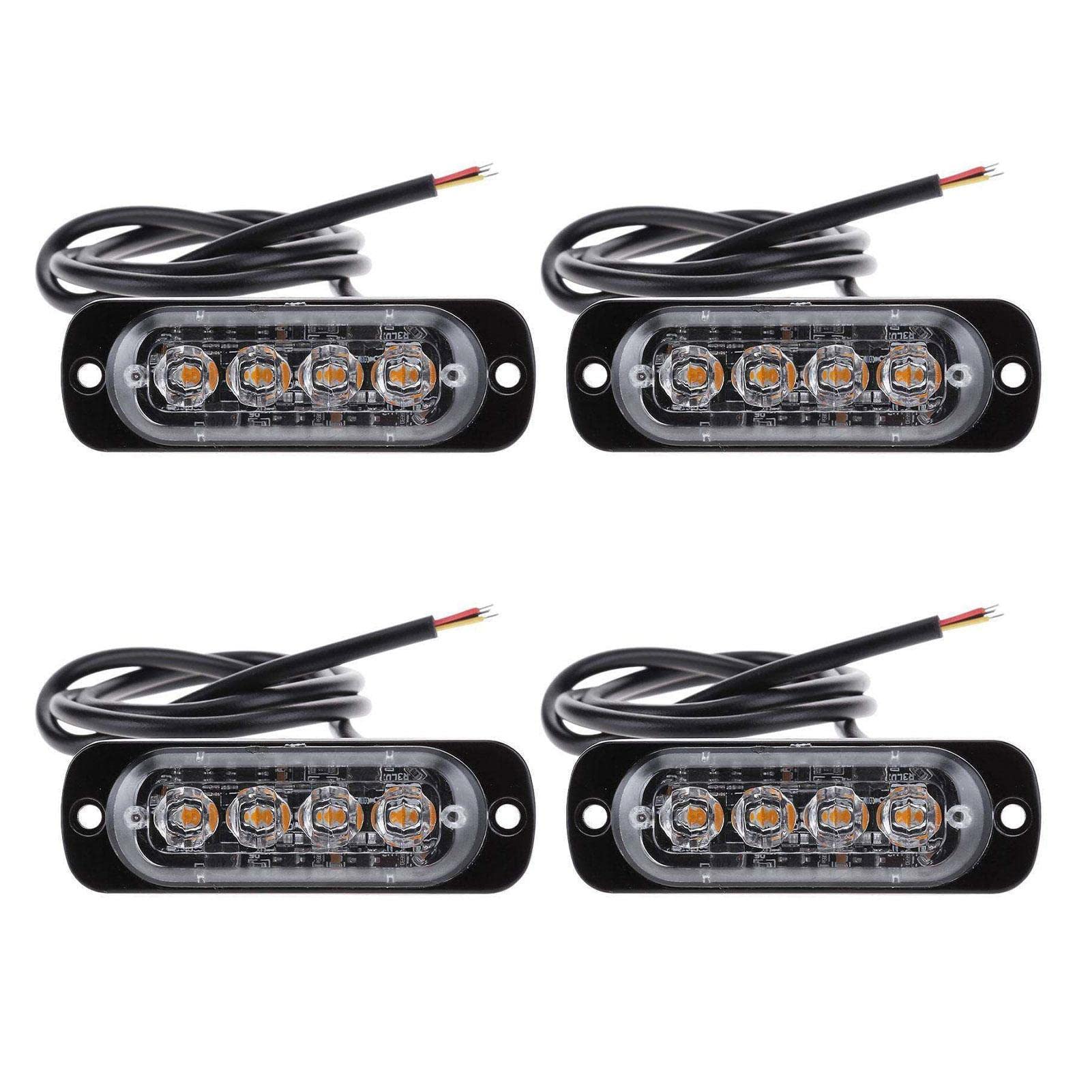 Bexdug Beacon Light | Mount Flashing Lights With 4 LED - Super Bright Waterproof Vehicles Trucks Strobe Lights, 12V-24V Beacon Warning Hazard Flash Strobe Lights Bar