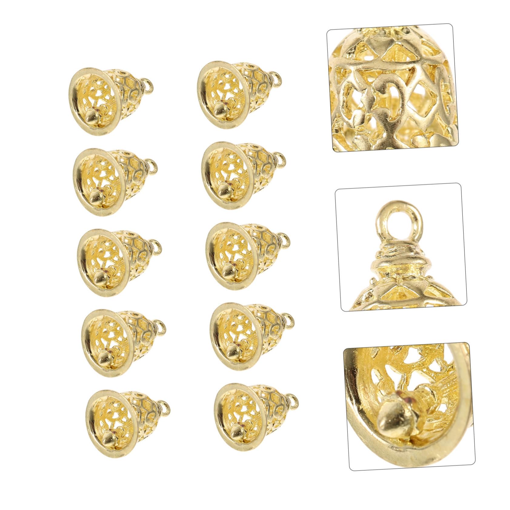 Anneome 50pezzi Campane Decorative Ottone Pendenti per Borse e Accessori Fai da Te Campane Vuote Ottone Dorato Decorazioni per Natale e Artigianato