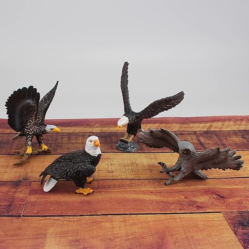 Miniatura 5 de WONWONTOYS Forest Wildlife Bird Toy Set  Búho águila, águila calva, decoraciones de mesa, escena de Navidad, decoración de pasteles, juguetes