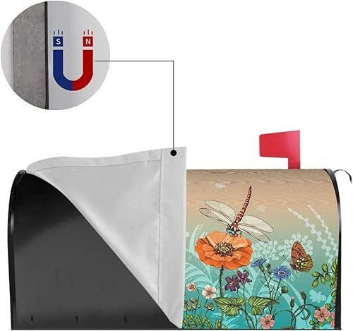 Miniatura 192 de Funda magnética impermeable para buzón de buzón de flores rústicas, pájaros y mariposas, decoración de buzón de 21 x 18 pulgadas Flores Rústicas