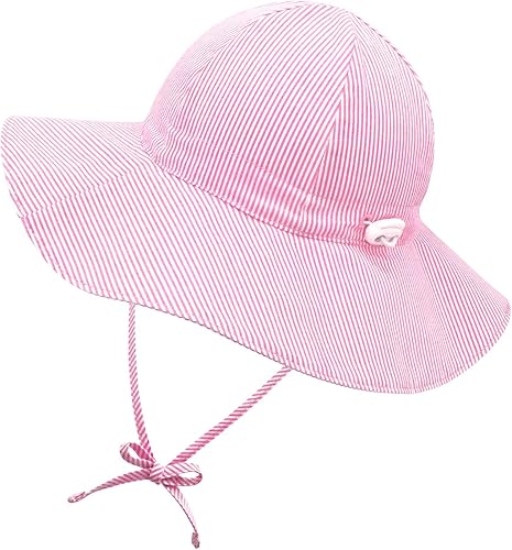Sombrero de sol para bebé, niña, sombrero de sol para niños, niñas, sombreros de ala ancha, sombrero de playa UPF 50+ de algodón