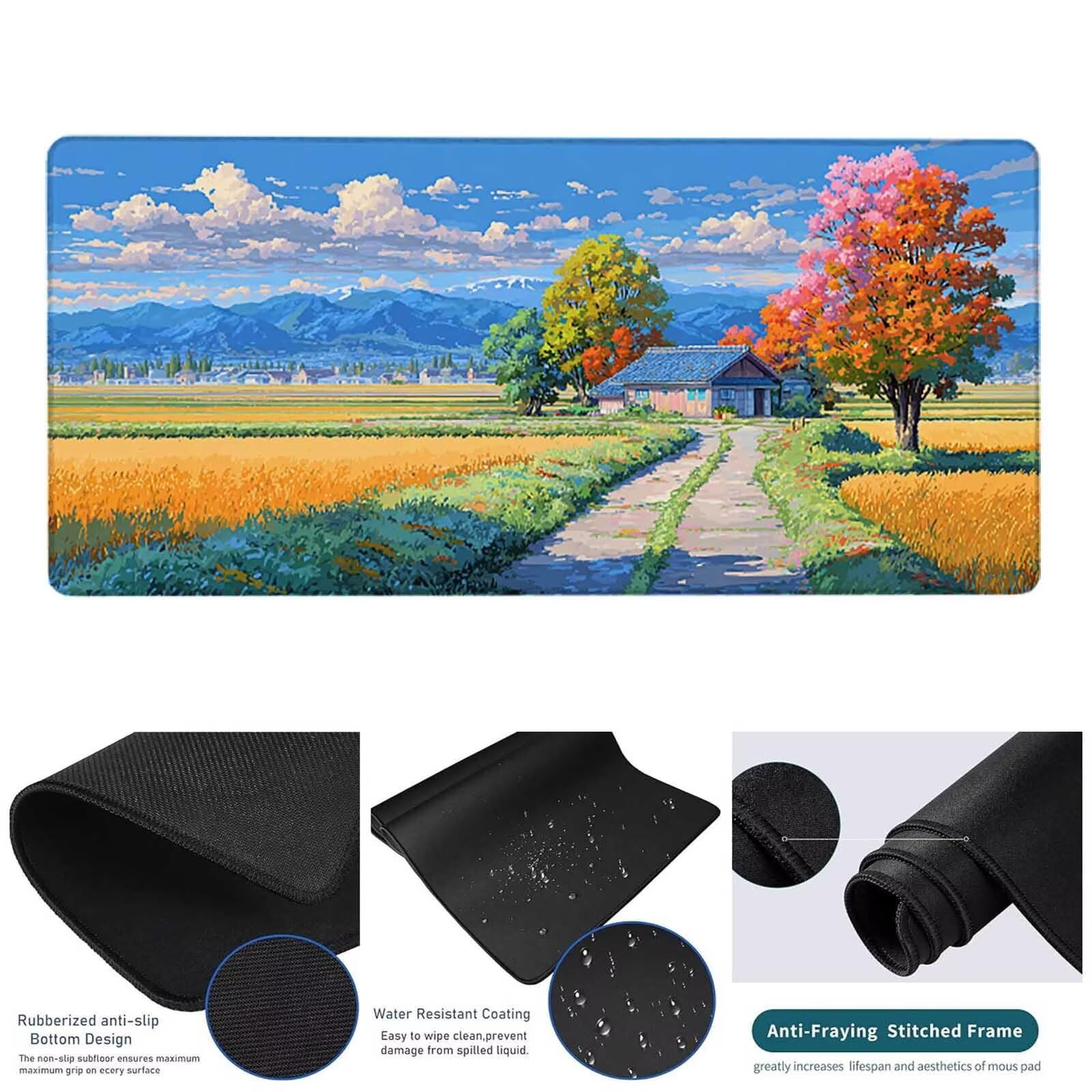 Podkładka pod mysz XXL 1600 x 800 x 3 mm, niebieska zmywalna podkładka pod mysz, krajobraz akcesoria do gier, z antypoślizgową gumową podstawą na biurko do komputera, pracy, domu, prezent dla mężczyzn