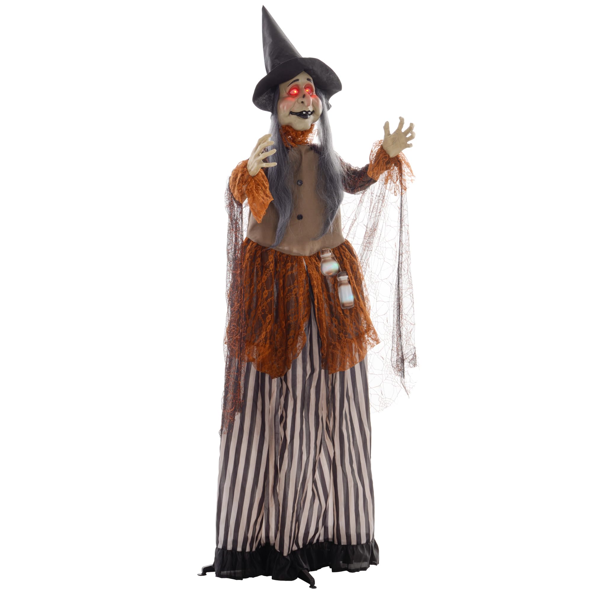 HOMCOM 183cm Halloween Dekoration Halloween-Hexe mit LED-Lichter