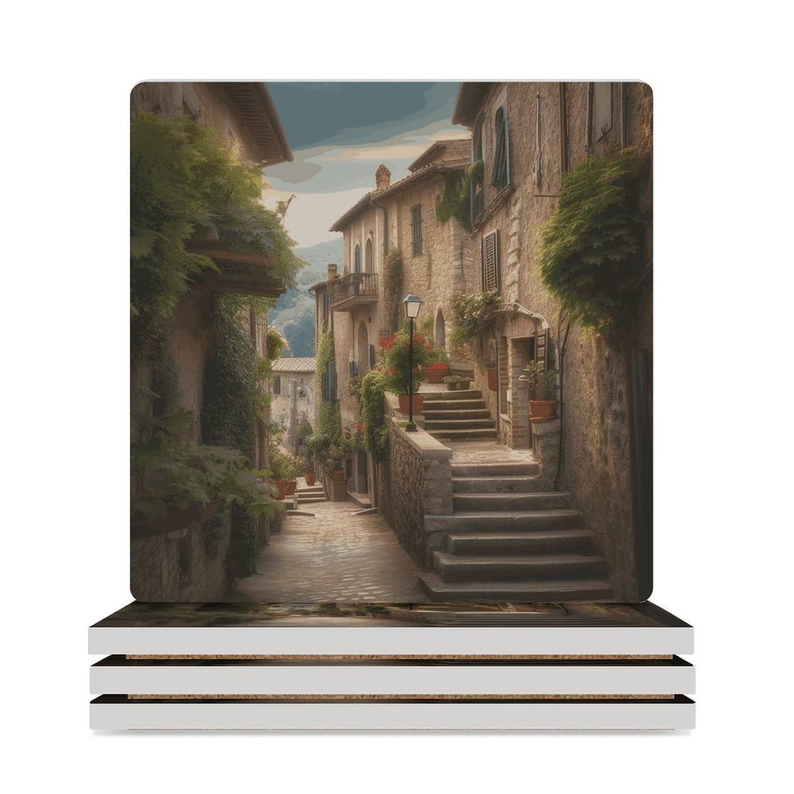 Dessous de verre céramique absorbant 9,4 cm avec liège contre taches de table