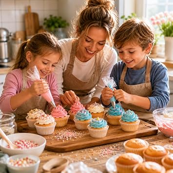 #1A #2F #2D #1M #2CZ Seamless Stainless Steel Piping Icing Tips, 5 Pack Extra Large Piping Nozzles Cupcake Decorating Kit