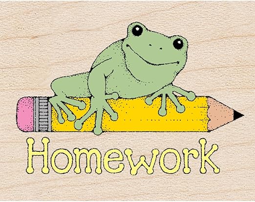 Hero Arts D291 Homework Frog Woodblock Stamp
