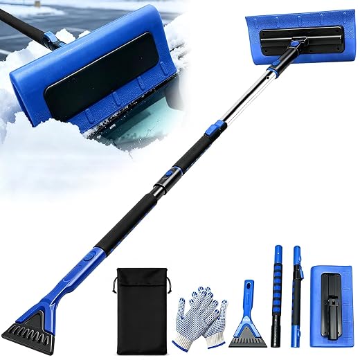 48" Snow Brush and Ice Scraper for Car, EVA Foam Head Snow Remover