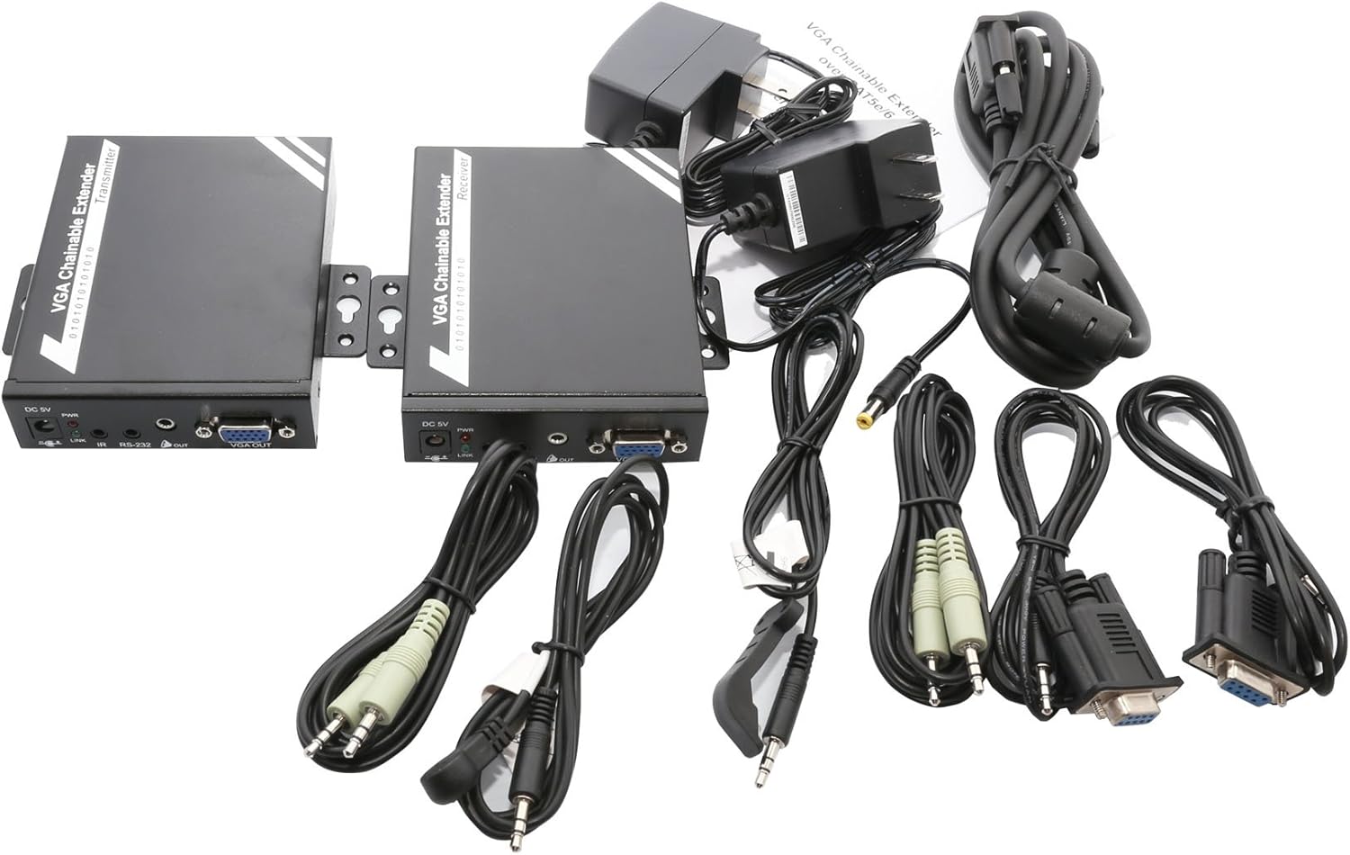 IO Crest VGA Video Audio Extender Transmitter Receiver Set 1080P HD Audio 100m 330 ft. Cat5e/6 - SY-EXT32016