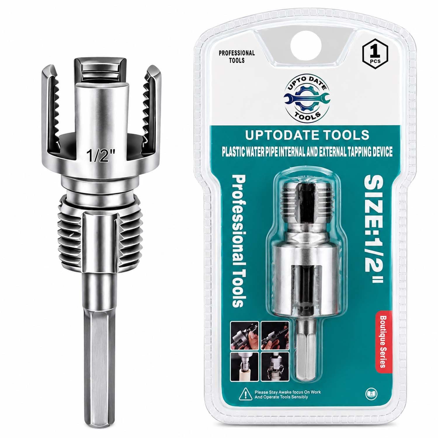 1Pcs Pipe Thread Cutting Tool & PVC Pipe Threader Kit, Internal & External Rethreading Tool for 1/2" PVC Plastic Pipes, Electric Drill Compatible for Plumbing Repair-image-38