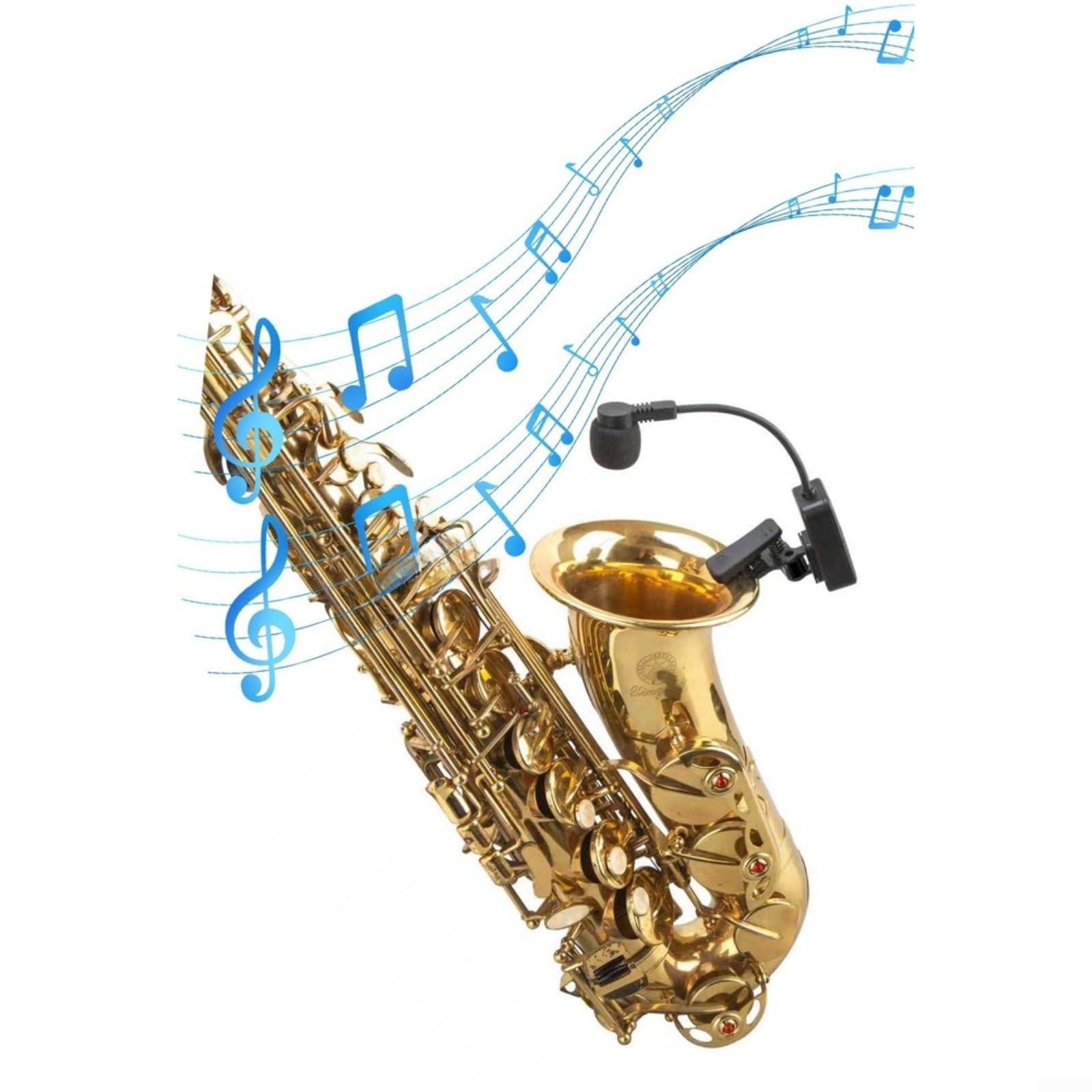 Kabelloses Instrumentenmikrofon mit aktiver Geräuschunterdrückung für Gitarre, Saxophon, Violine, 30 m Reichweite, 60 Hz - 16 kHz, Aufnahmebühne, Schwarz, 1 Stück